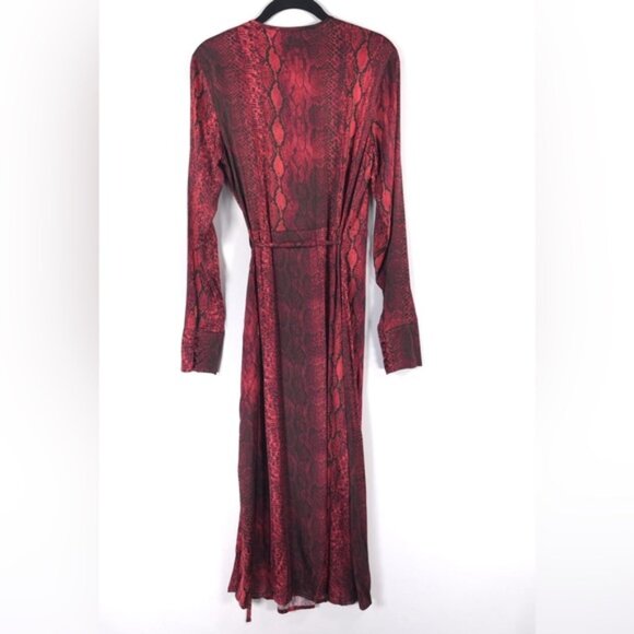NWT ANDAMANE BEBERLY Wrap Midi Dress Red Python Print MADE IN ITALY 🇮🇹 Size XS - Picture 4 of 16